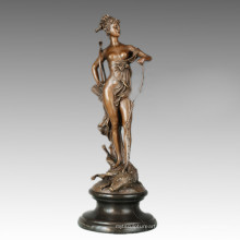 Myth Bronze Sculpture Small Artemis Carving Decor Brass Statue TPE-782